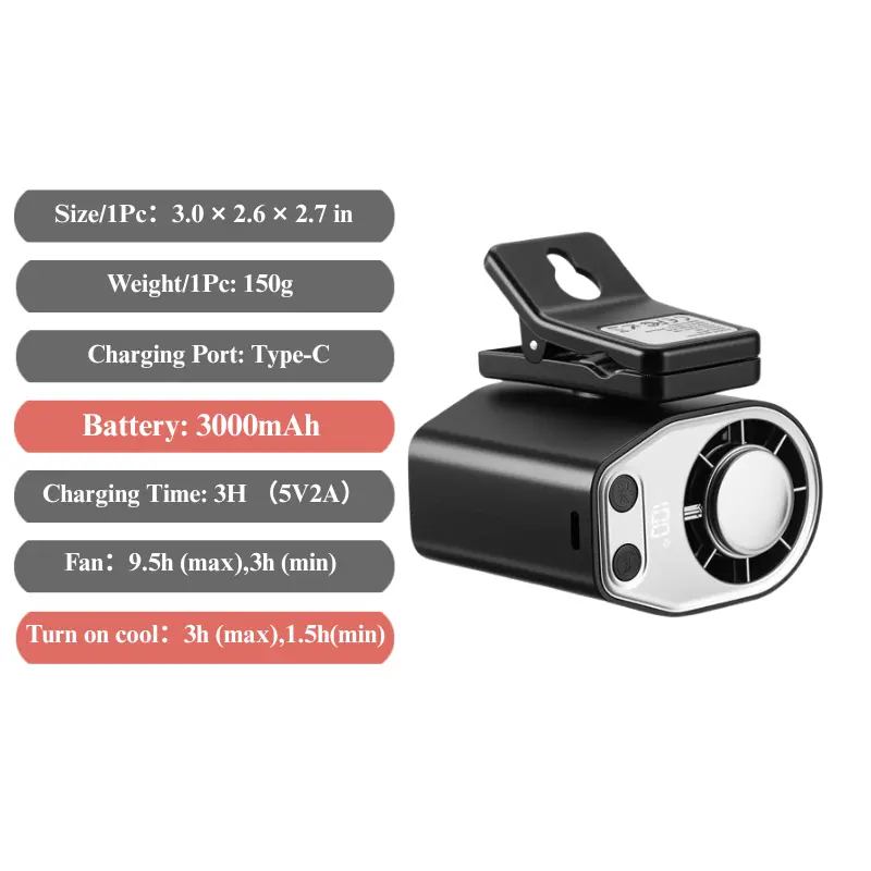 Joytutus USB Car Clip-On Fan with 360° Rotation & Stepless Speed