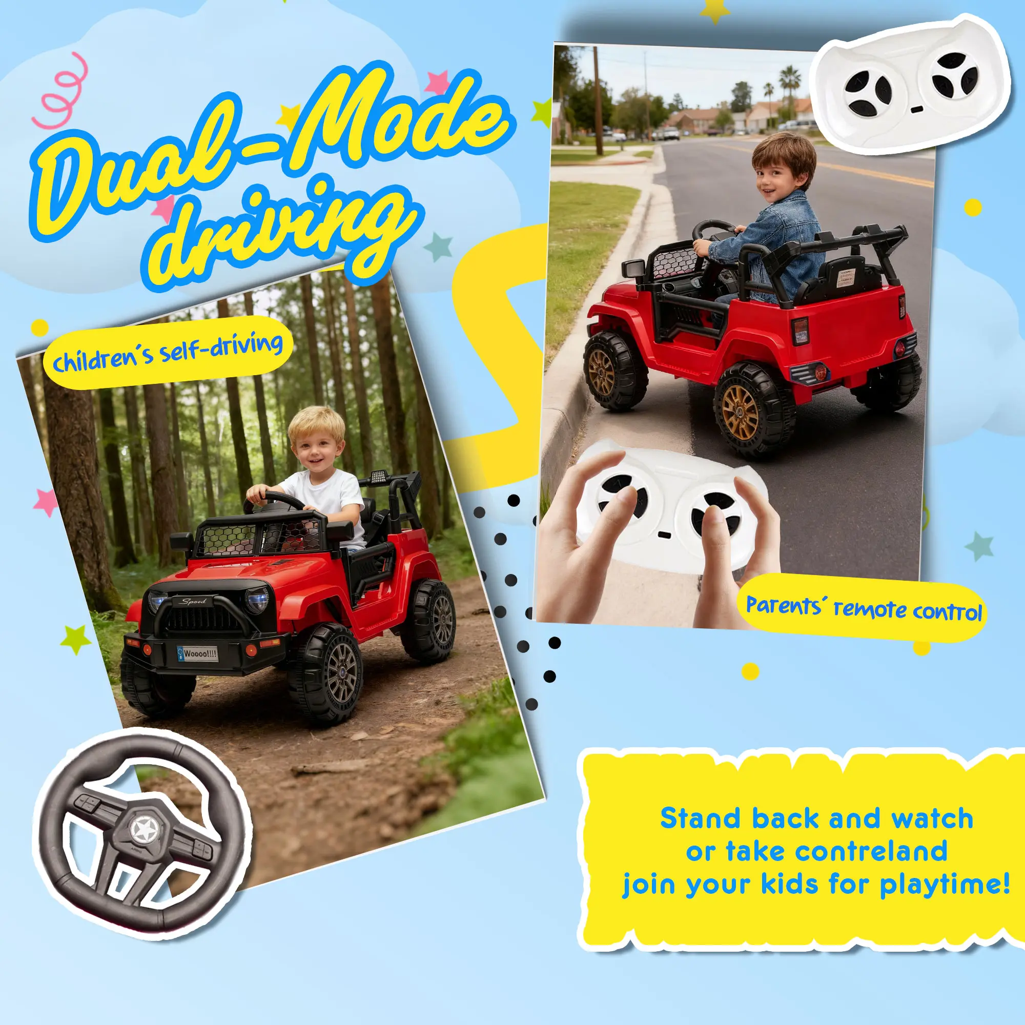12V Kids Ride On Truck with Parental Control & Bluetooth