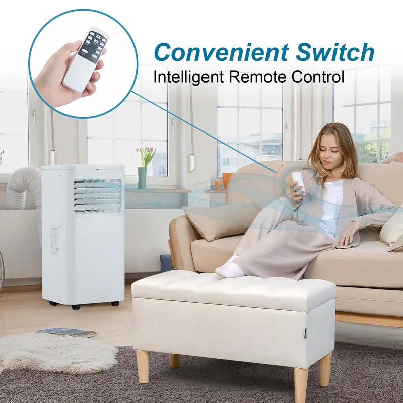 10000 BTU Portable Air Conditioner for Bedroom (Cools 450 Sq ft), 3-in-1 Room AC Unit with 4-Way Swing & Dehumidifier, Secure Window Kit Included, Quiet 55dB Sleep Mode, Easy Mobility