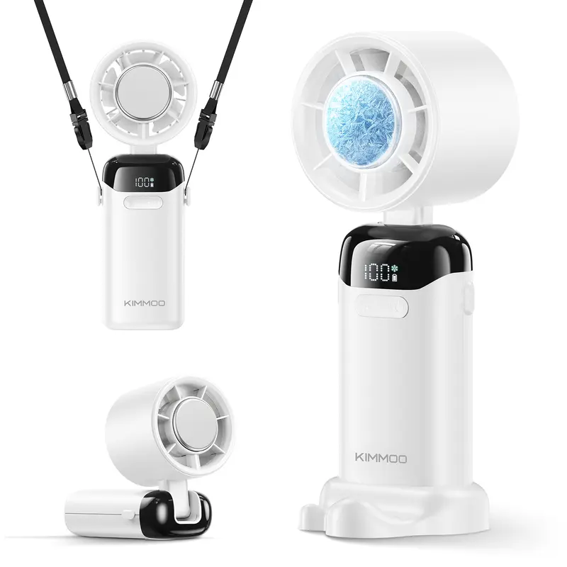 KIMMOO 4-in-1 Handheld Turbo Fan - Adjustable, Rechargeable Wind Cooling Mini Portable Fan with 199 Speed Settings, 21000 RPM High Speed, Digital Display, 120° Rotatable, 12H Long-Lasting USB Charge for Travel, Office Desk Use, Adjustable Turbo Fan summer