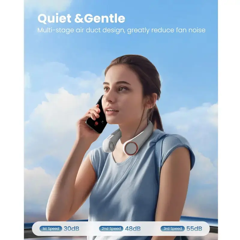 PQRQP Hands-Free Bladeless Neck Fan with 8-Hour Battery