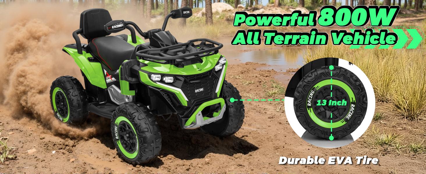 JOYRACER 24V 4WD Ride on ATV for Kids with Music, 800W with 2 XL Seater for Toddlers, EVA Tires Battery Powered Car, Remote Control, Knee Pad, Bluetooth, Toys Car for Big Kids, Perfect Gift for Boys and Girls Aged 3-8