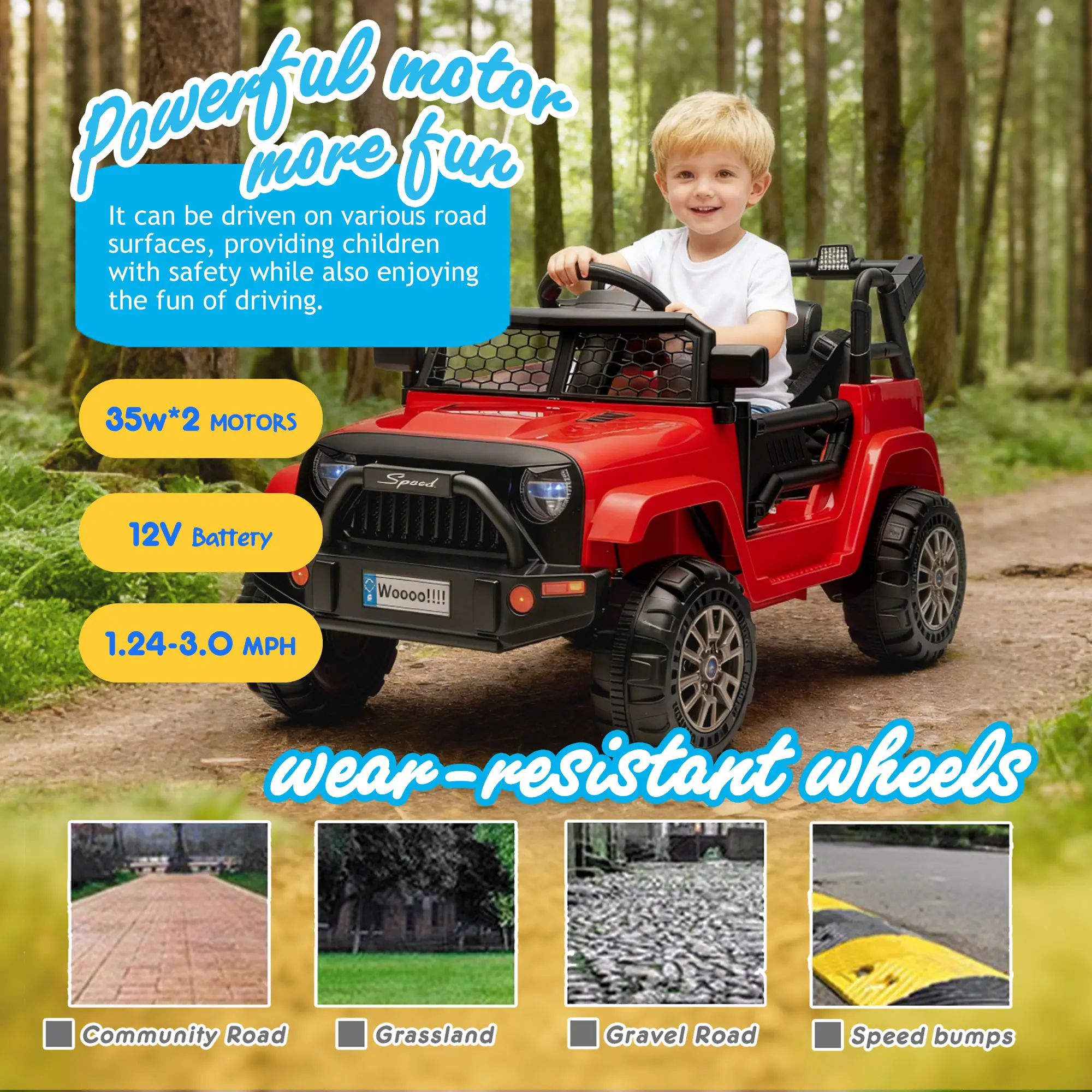 12V Kids Ride On Truck with Parental Control & Bluetooth