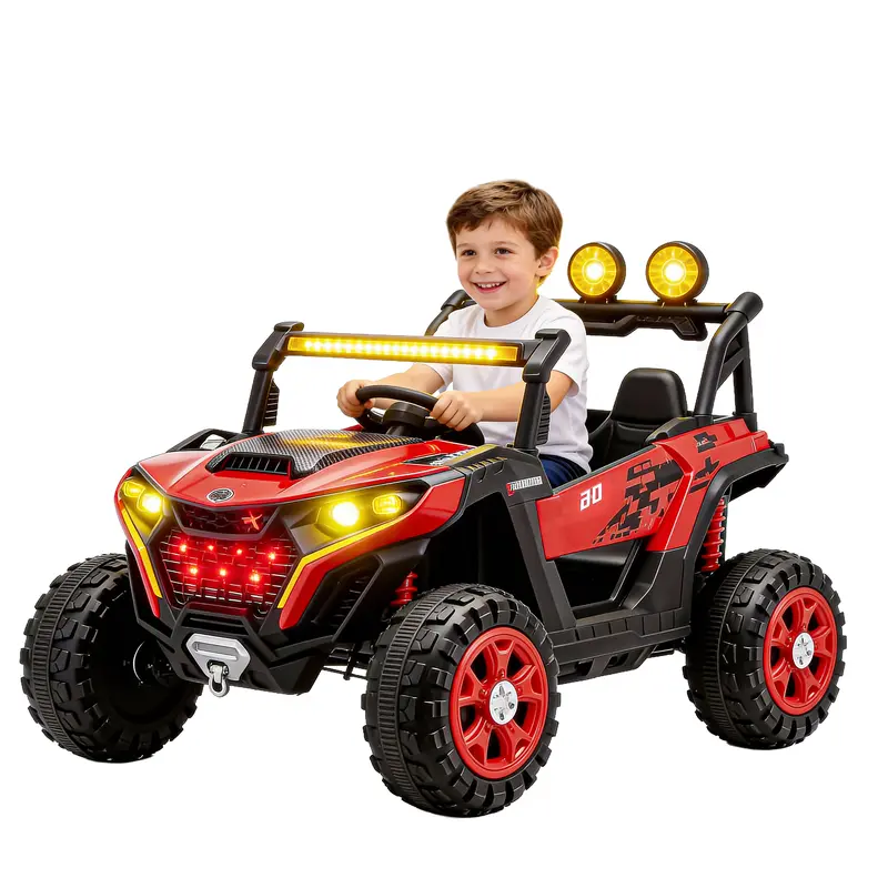 24V Kids Ride On UTV Car with Parent Remote Control,4x380W Motor, 4-Wheel Suspension, LED Headlights, Bluetooth Music, USB & Power Display,Electric Kids Car for Ages 3+ .Perfect birthday Gift for Boys & Girls!, Playdate, Emergency Stop