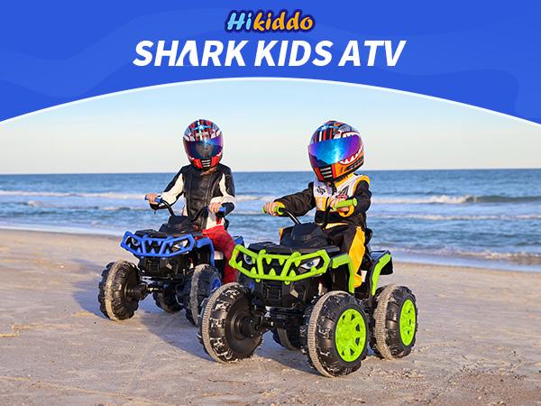 Hikiddo Shark Kids ATV 4 Wheeler, 24V 4WD Electric ATV Ride On Toy for Big Kids, 4X200W Motor, 5.6Mph Max Speed