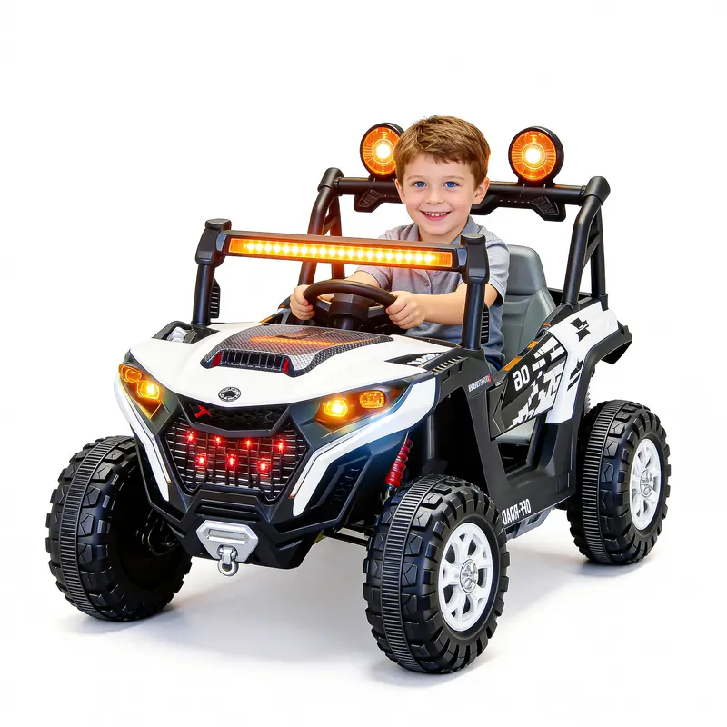 24V Kids Ride On UTV Car with Parent Remote Control,4x380W Motor, 4-Wheel Suspension, LED Headlights, Bluetooth Music, USB & Power Display,Electric Kids Car for Ages 3+ .Perfect birthday Gift for Boys & Girls!, Playdate, Emergency Stop
