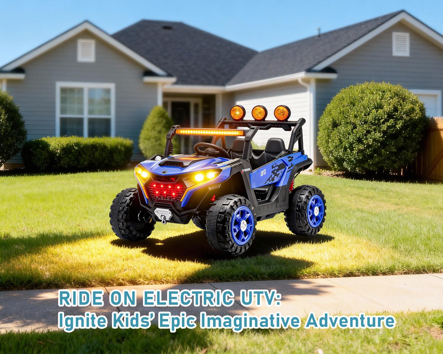 24V Kids Ride On UTV Car with Parent Remote Control,4x380W Motor,  4-Wheel Suspension, LED Headlights, Bluetooth Music, USB & Power Display,Electric Kids Car for Ages 3+ .Perfect    birthday  Gift for Boys & Girls!, Playdate, Emergency Stop