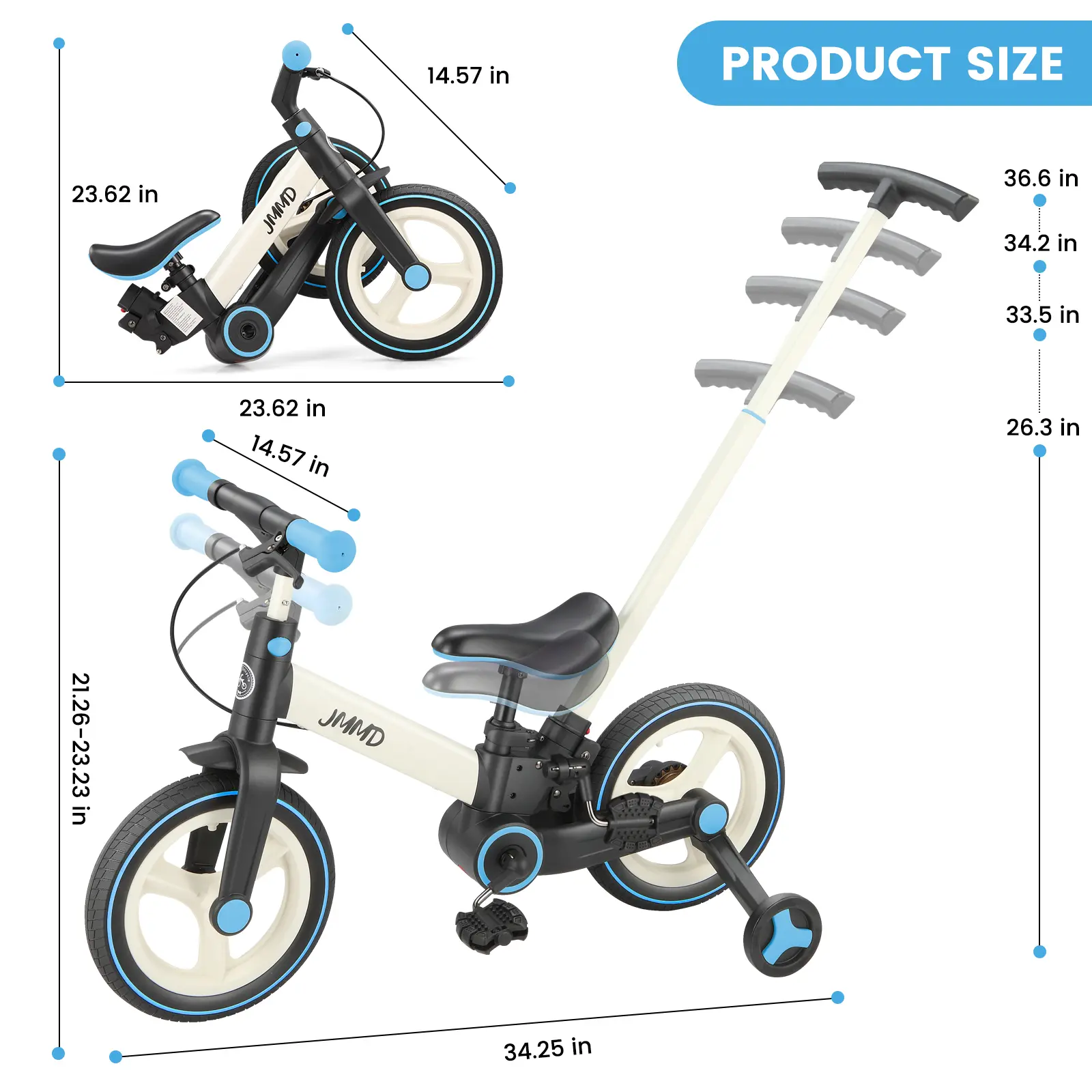 JMMD 6-in-1 Multi-Functional Toddler Bike for 18-60M