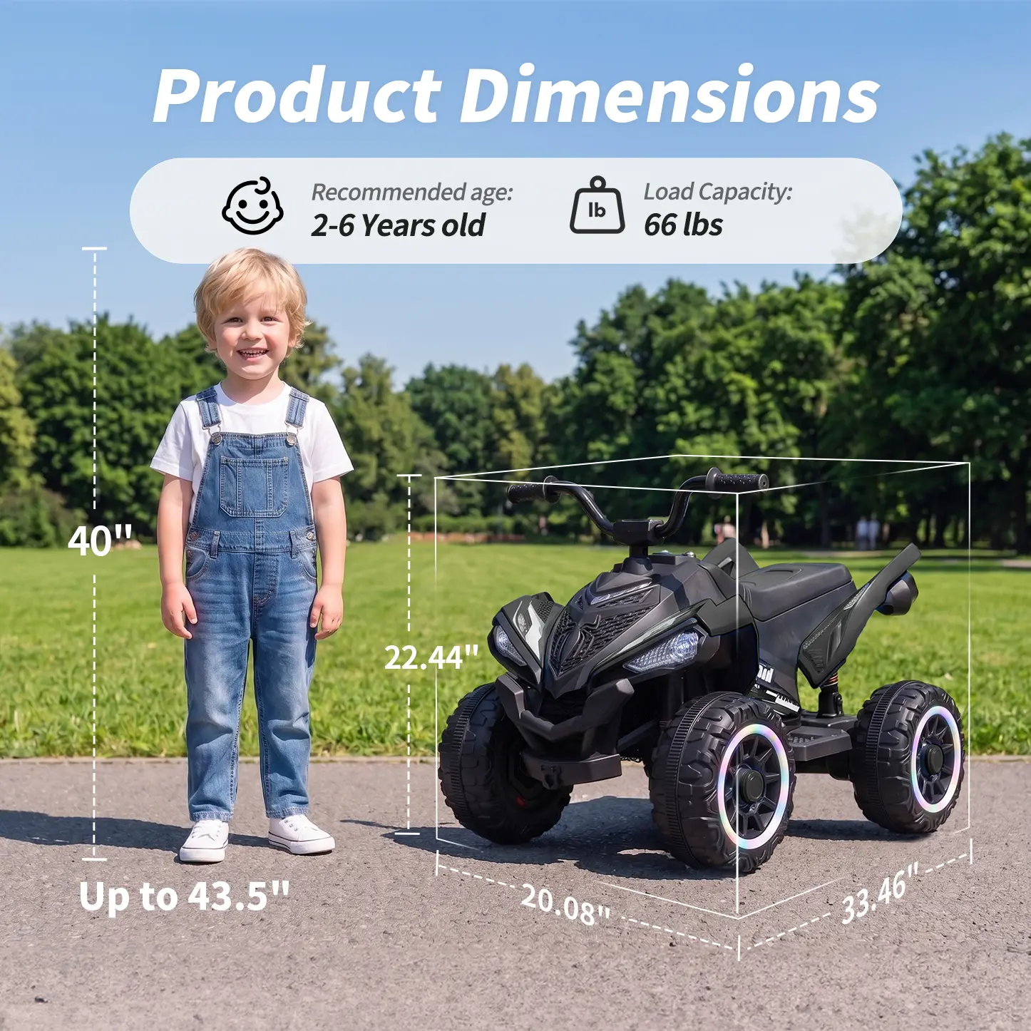 Hikiddo 24V Kids ATV 4-Wheeler with Bluetooth & 2 Seater