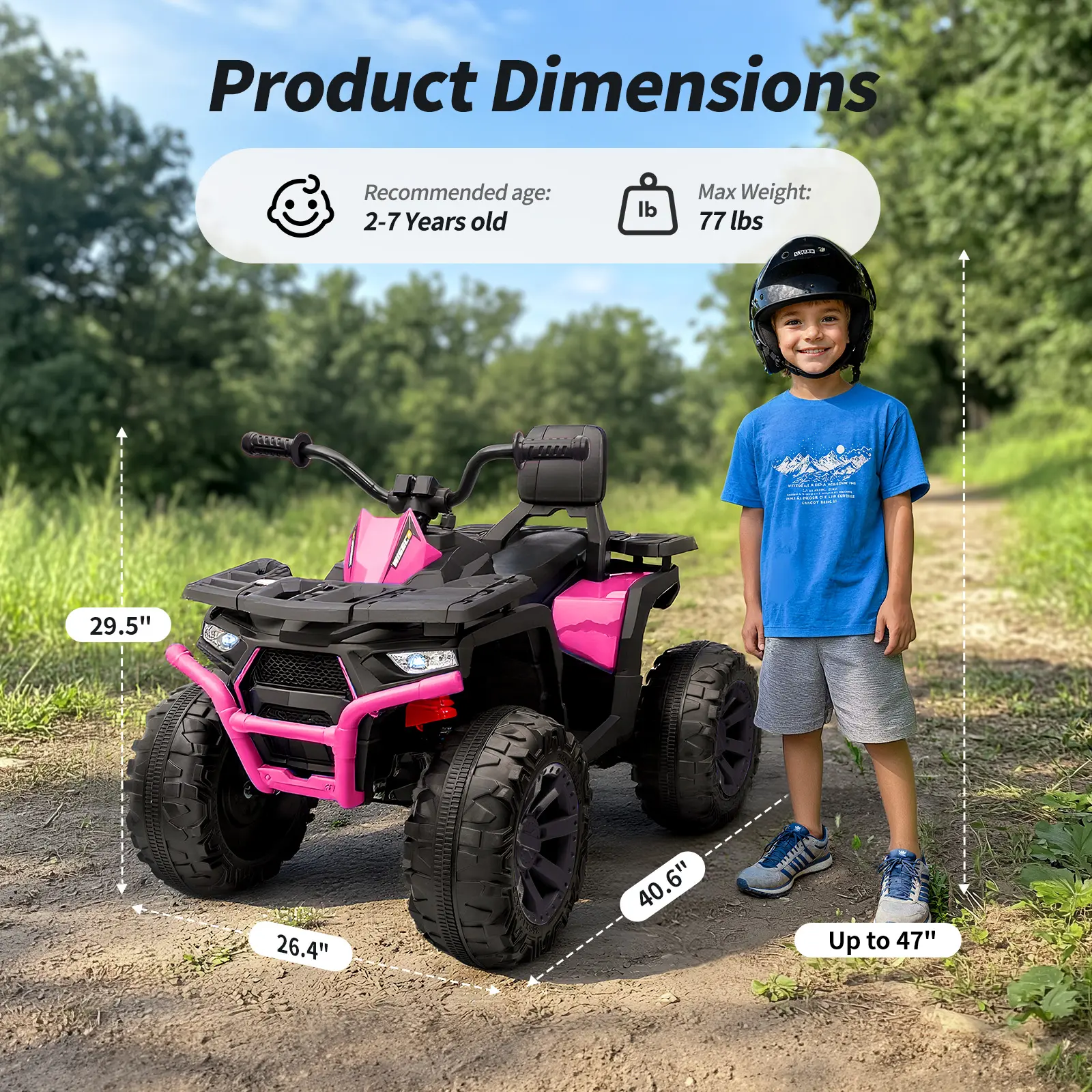 Hikiddo Kids ATV 4-Wheeler - 2 Seater Bluetooth Ride-On