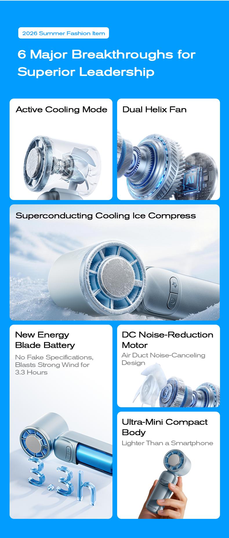 New-MAGIC JOHN Mini Handheld Cooling Fan – 199-Speed Precision Control, Ice-Cooling Function, LED Display, Pocket-Size Portable Fan for Travel, Summer, Concerts & Commuting