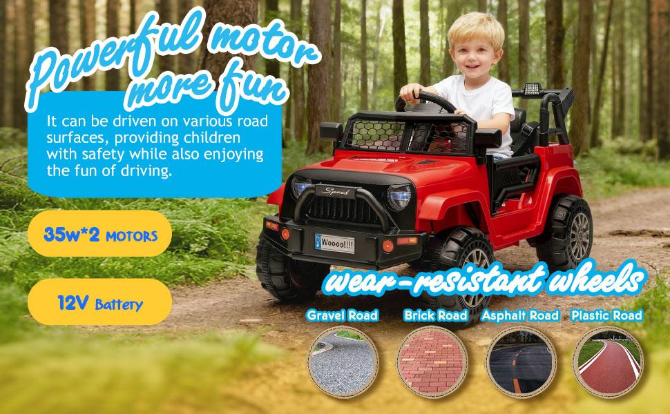 12V Kids Ride On Truck car W/Parents Control,2wd,Suspension System,Front Anti-Collision Bar Design,LED Headlights&Rear Reflective Stickers,Bluetooth,Music,USB,Soft Start&Stop Function For Kids 2-5., Toys For Kids, Kids Outdoor Play summerwins,Motorcycle