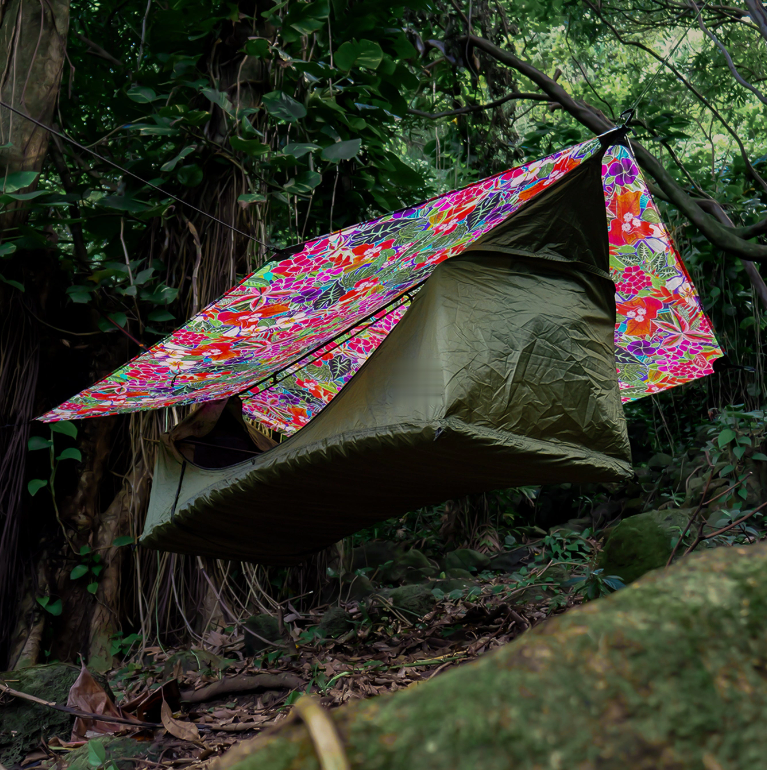 Camping Hammock Tent, Lay Flat Sleeping System with Bug Net & Rainfly, Spacious Portable Outdoor Shelter for Backpacking Hiking Camping