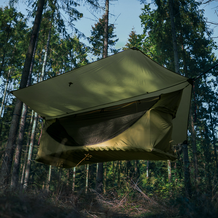 Camping Hammock Tent, Lay Flat Sleeping System with Bug Net & Rainfly, Spacious Portable Outdoor Shelter for Backpacking Hiking Camping