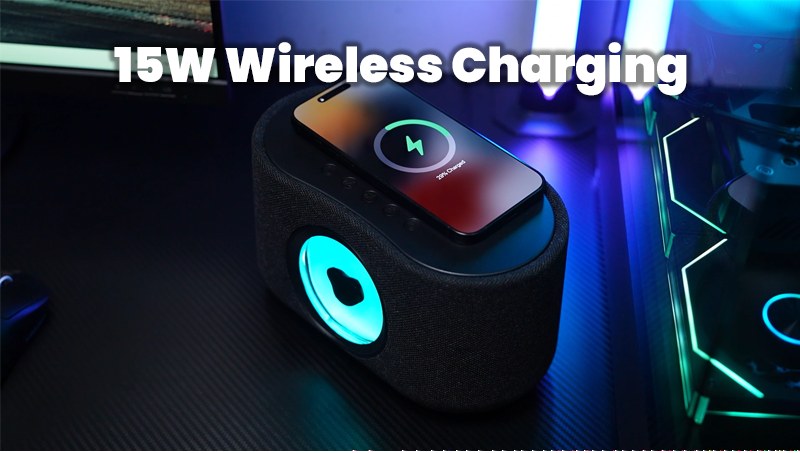 SoundFlux V2 Ferrofluid Bluetooth Speaker, 30W Hi-Fi Wireless Speaker with Music Visualizer, Dynamic RGB Lighting & 15W Wireless Charging for Desk Setup