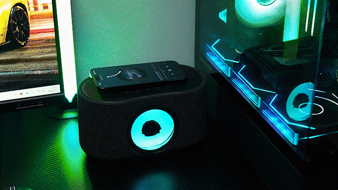 SoundFlux V2 Ferrofluid Bluetooth Speaker, 30W Hi-Fi Wireless Speaker with Music Visualizer, Dynamic RGB Lighting & 15W Wireless Charging for Desk Setup
