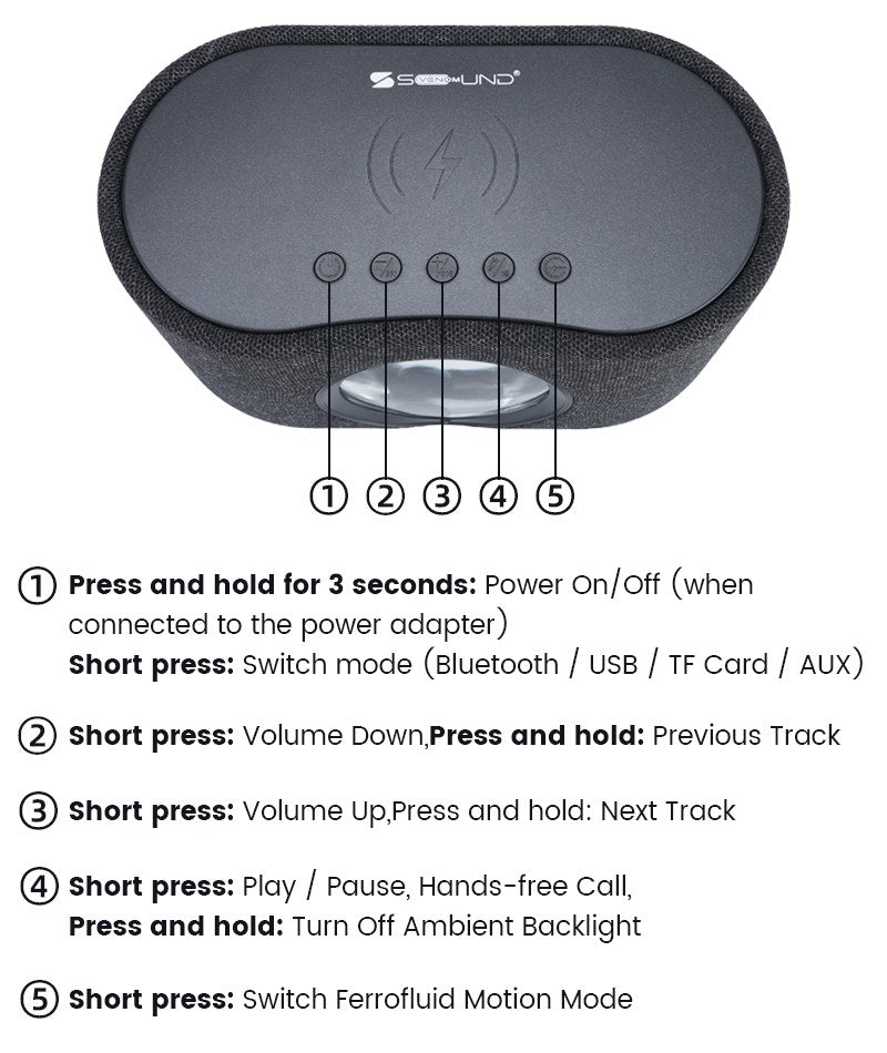SoundFlux V2 Ferrofluid Bluetooth Speaker, 30W Hi-Fi Wireless Speaker with Music Visualizer, Dynamic RGB Lighting & 15W Wireless Charging for Desk Setup