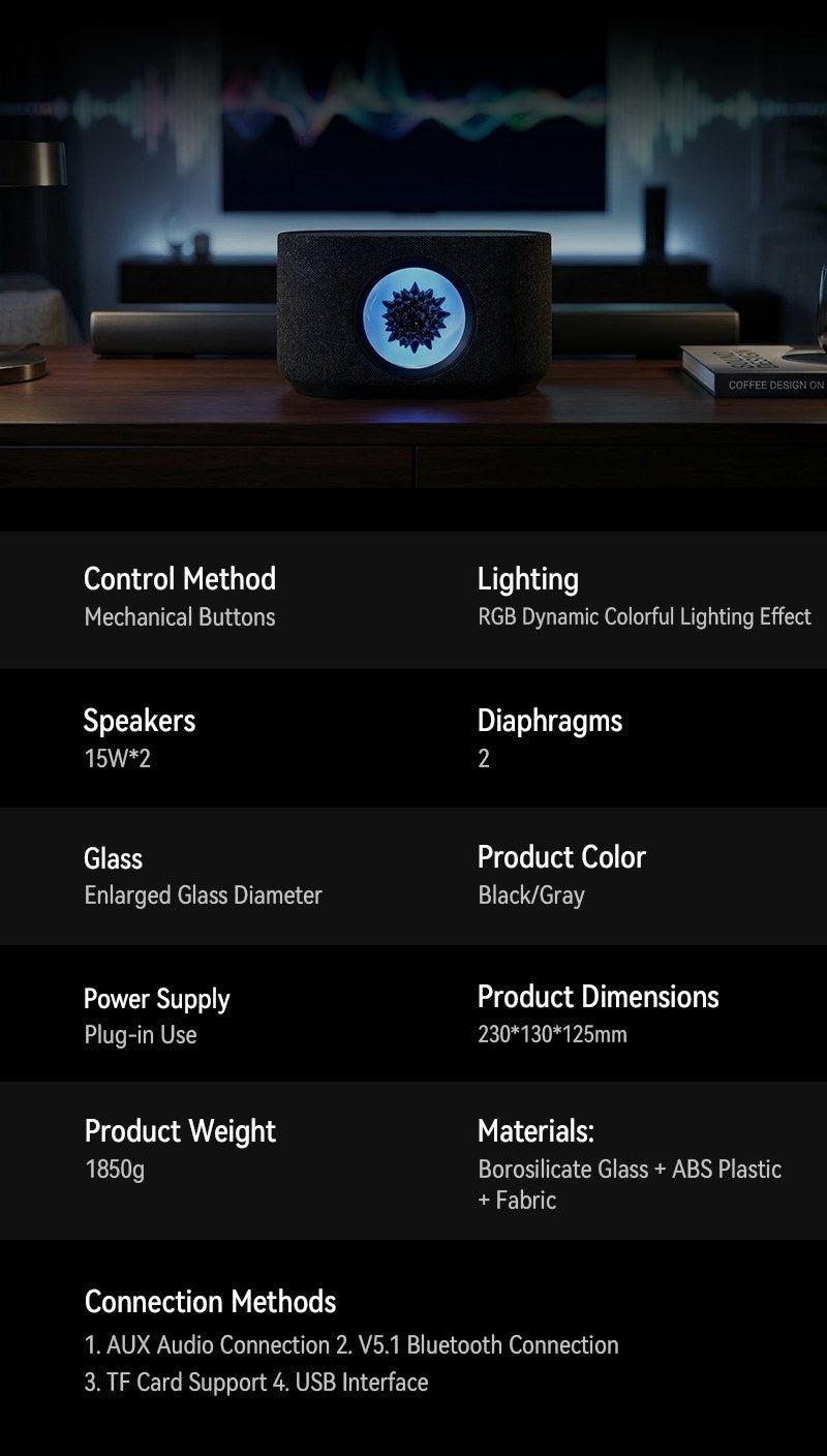 SoundFlux V2 Ferrofluid Bluetooth Speaker, 30W Hi-Fi Wireless Speaker with Music Visualizer, Dynamic RGB Lighting & 15W Wireless Charging for Desk Setup