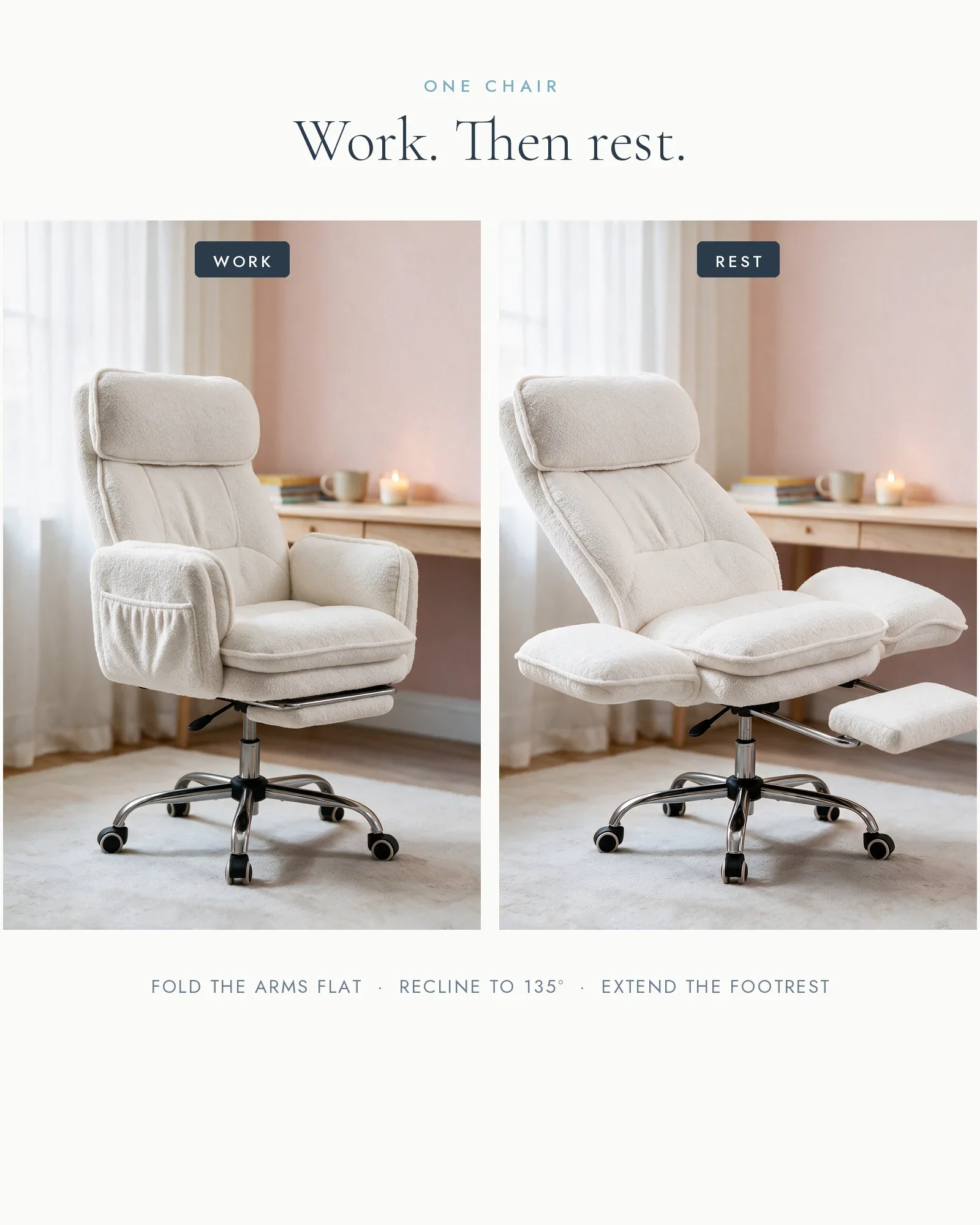 Ergonomic Reclining Office Chair – Plush Lounge Seat with Footrest, Adjustable Support for Home & Office