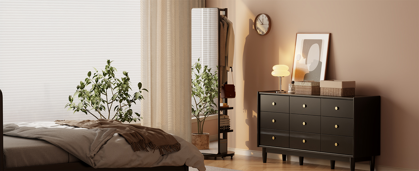 full length mirror and coat rack for bedroom