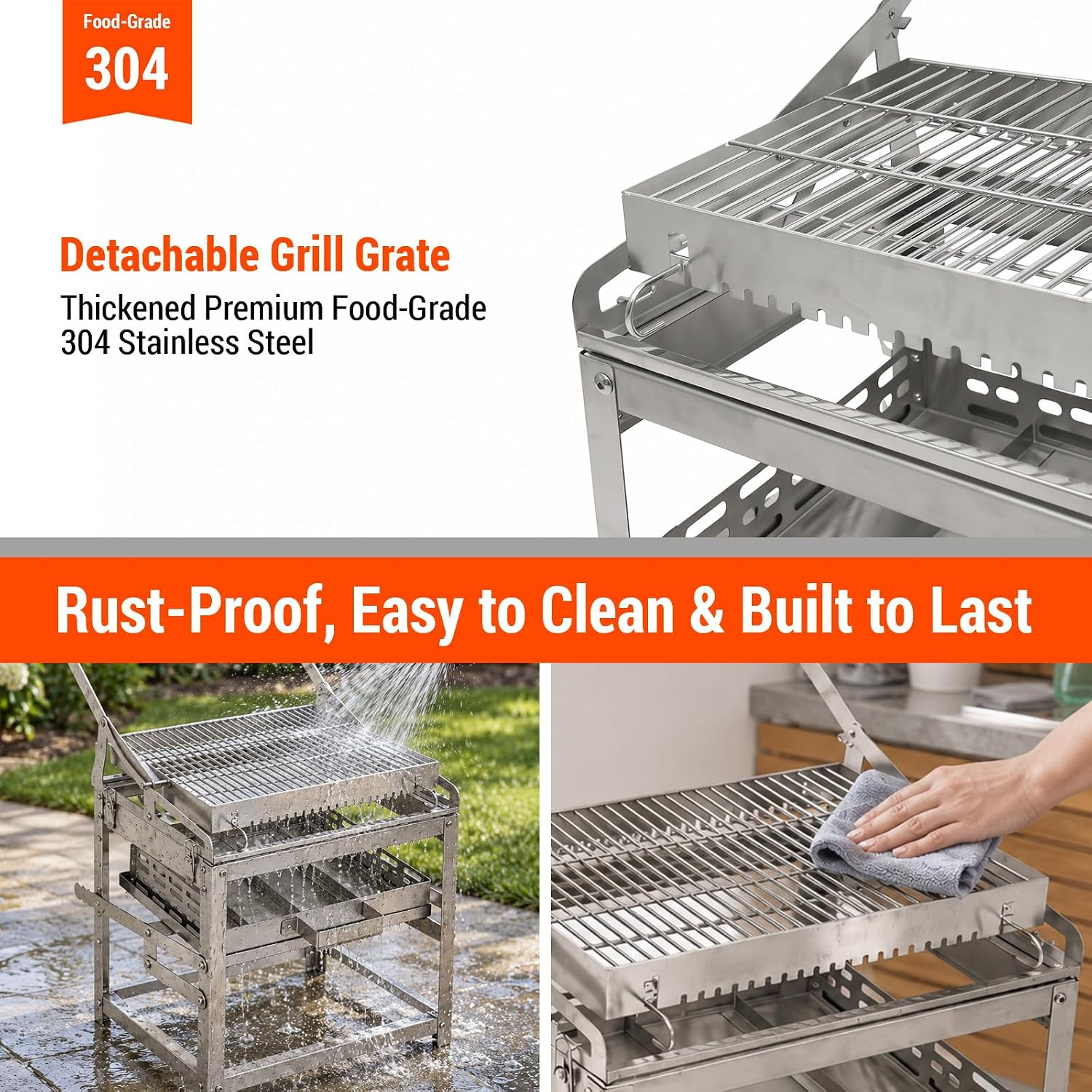 Flip Charcoal Grill, 360° Rotatable Multi Function Outdoor BBQ Grill