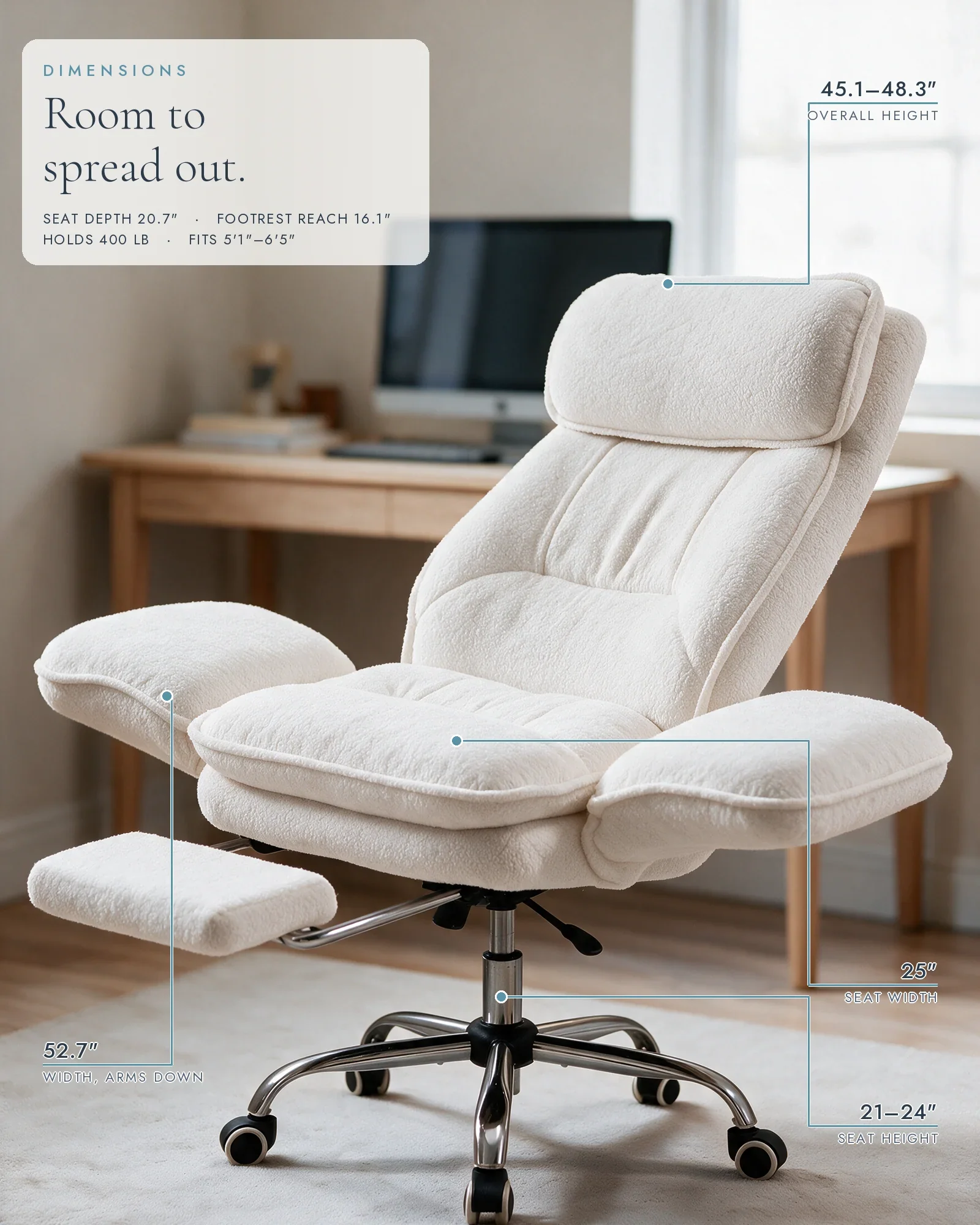 Ergonomic Reclining Office Chair – Plush Lounge Seat with Footrest, Adjustable Support for Home & Office