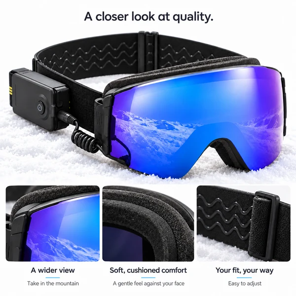 Heated Anti-Fog Snow Goggles – 8-Hour Battery, 3 Heat Levels & Adjustable Fit