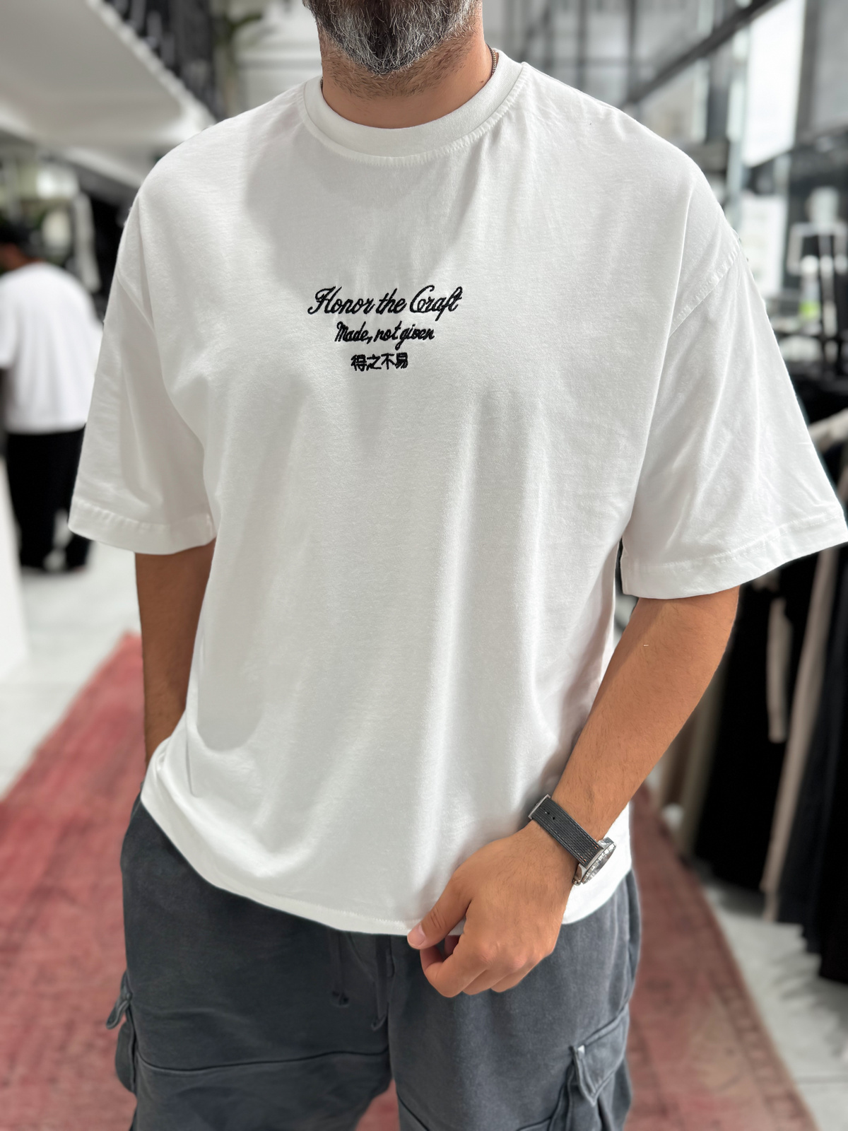 [Copy]Authentic white oversized embroidered T-shirt