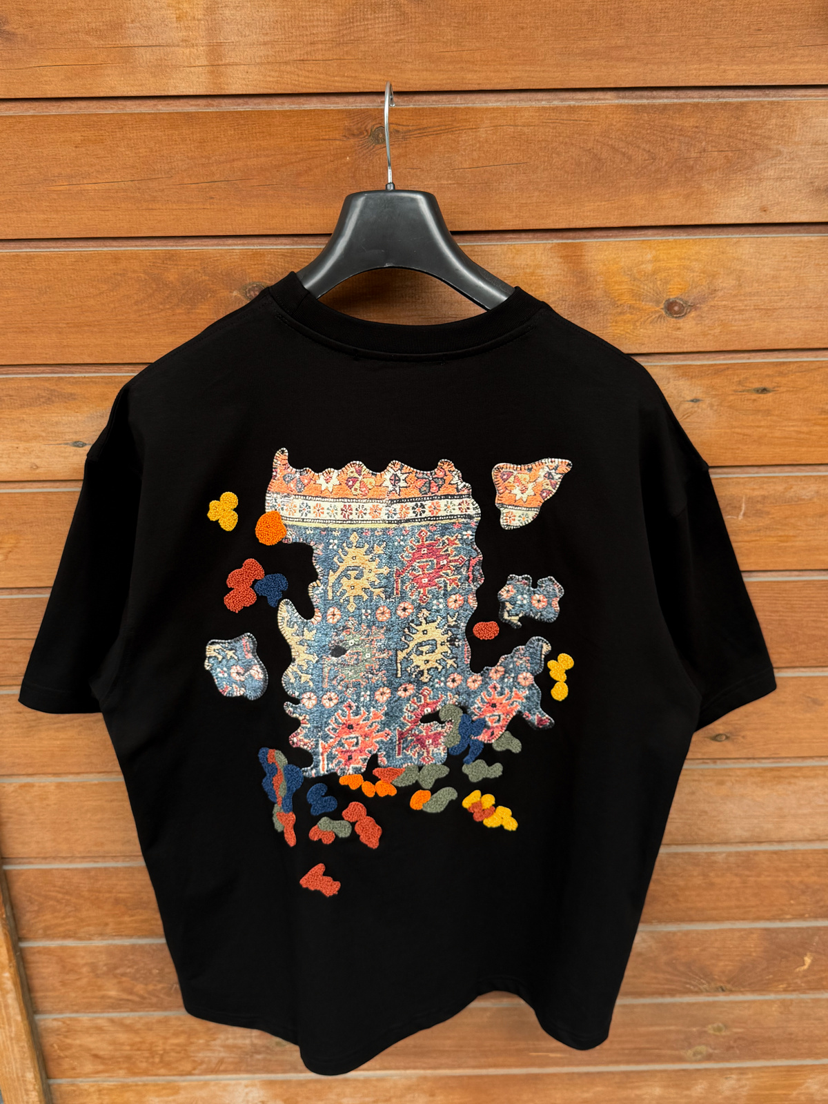Authentic black oversized embroidered T-shirt