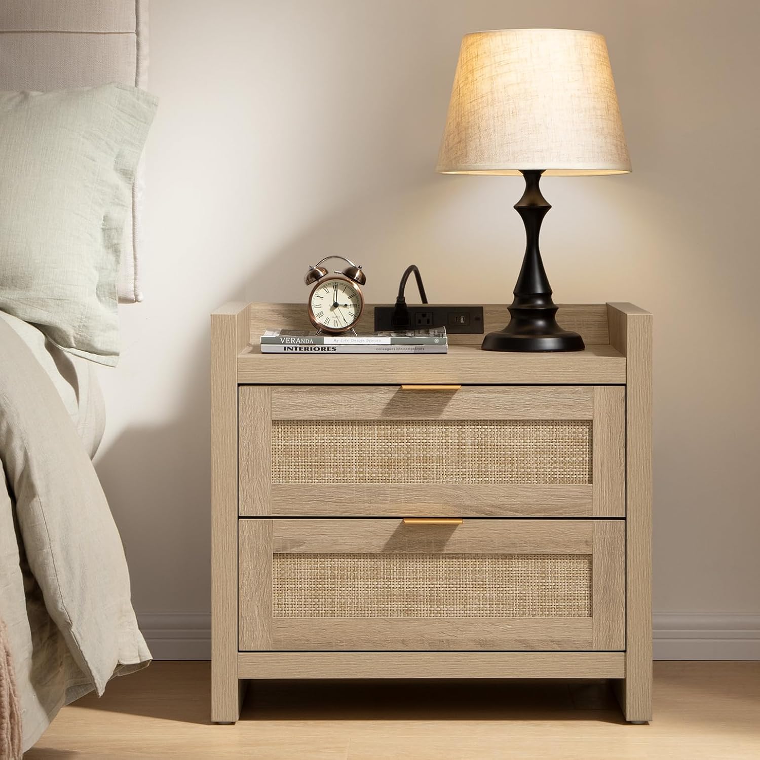 SICOTAS Rattan Nightstand 
