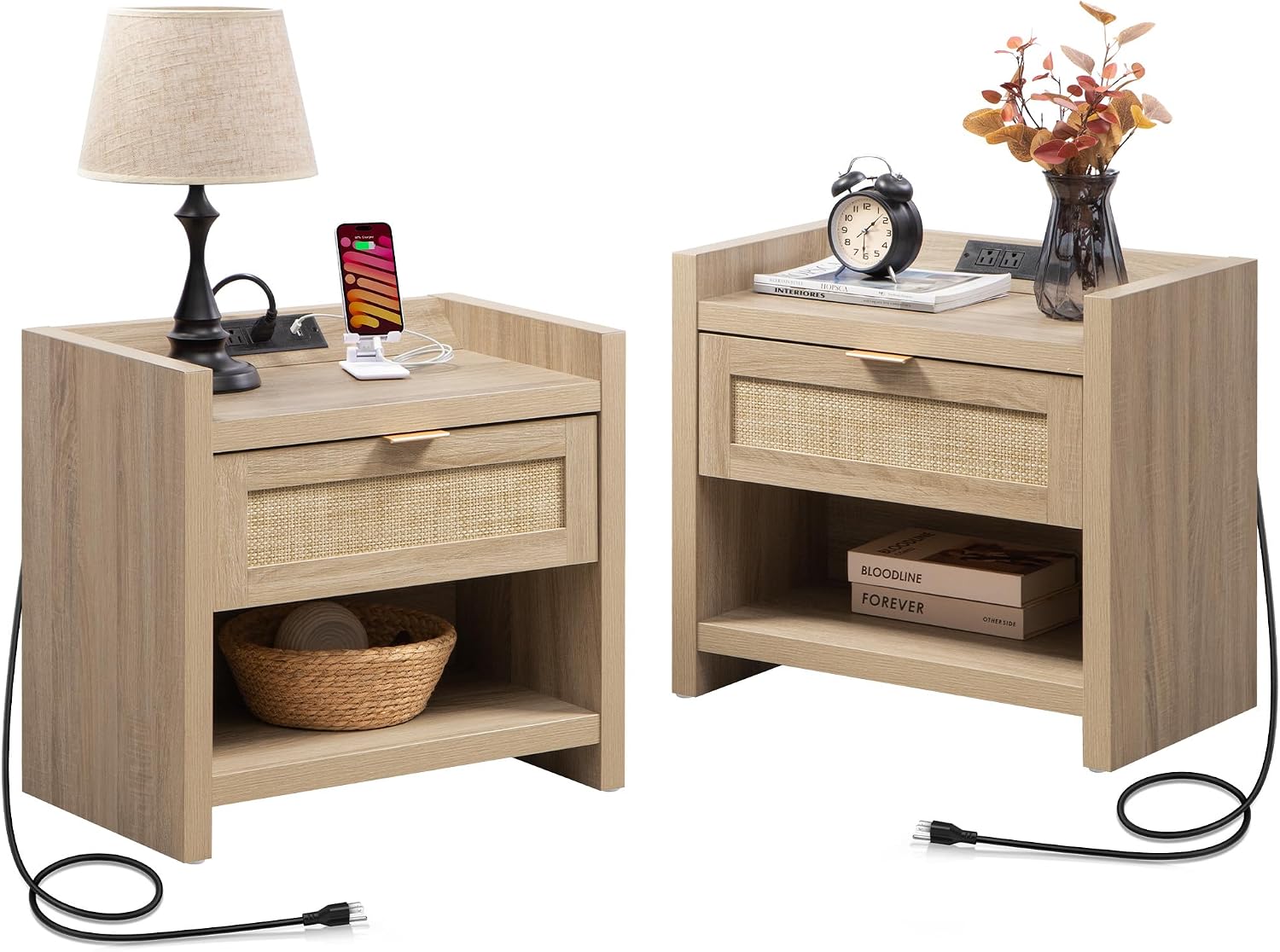 SICOTAS Rattan Nightstand 