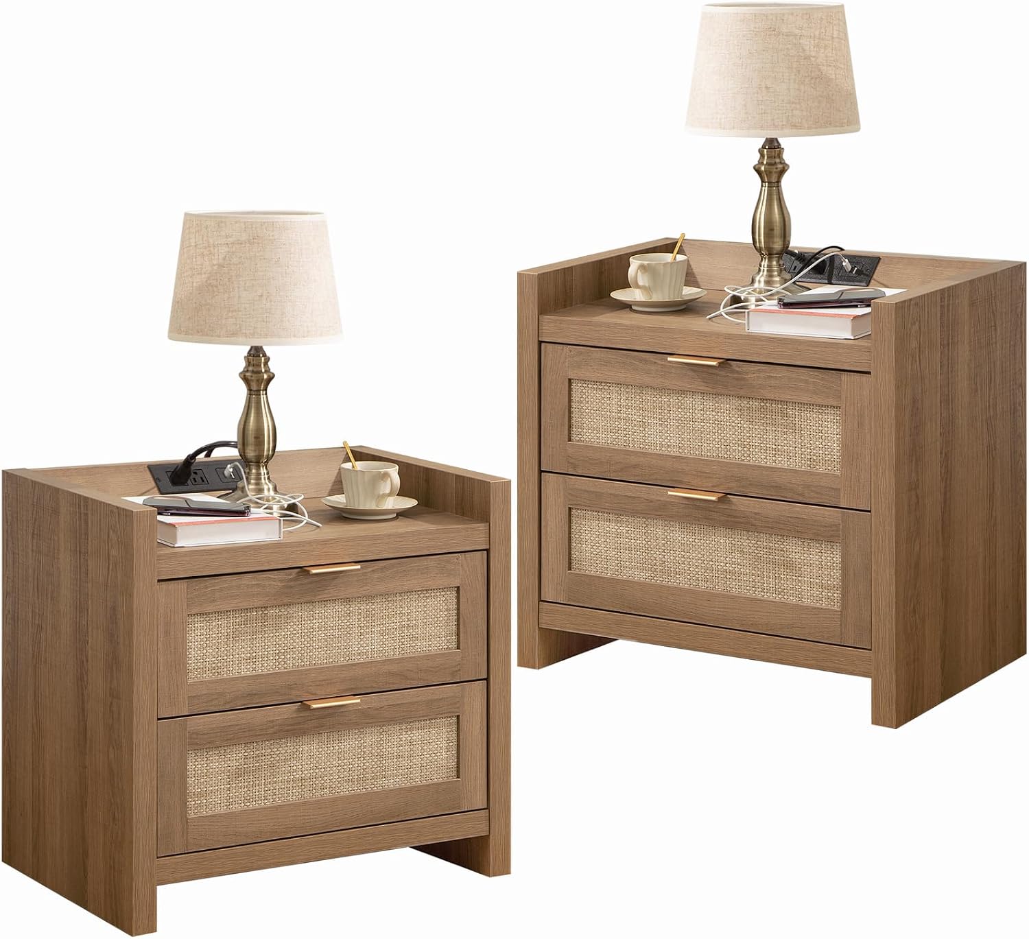 SICOTAS Rattan Nightstand 