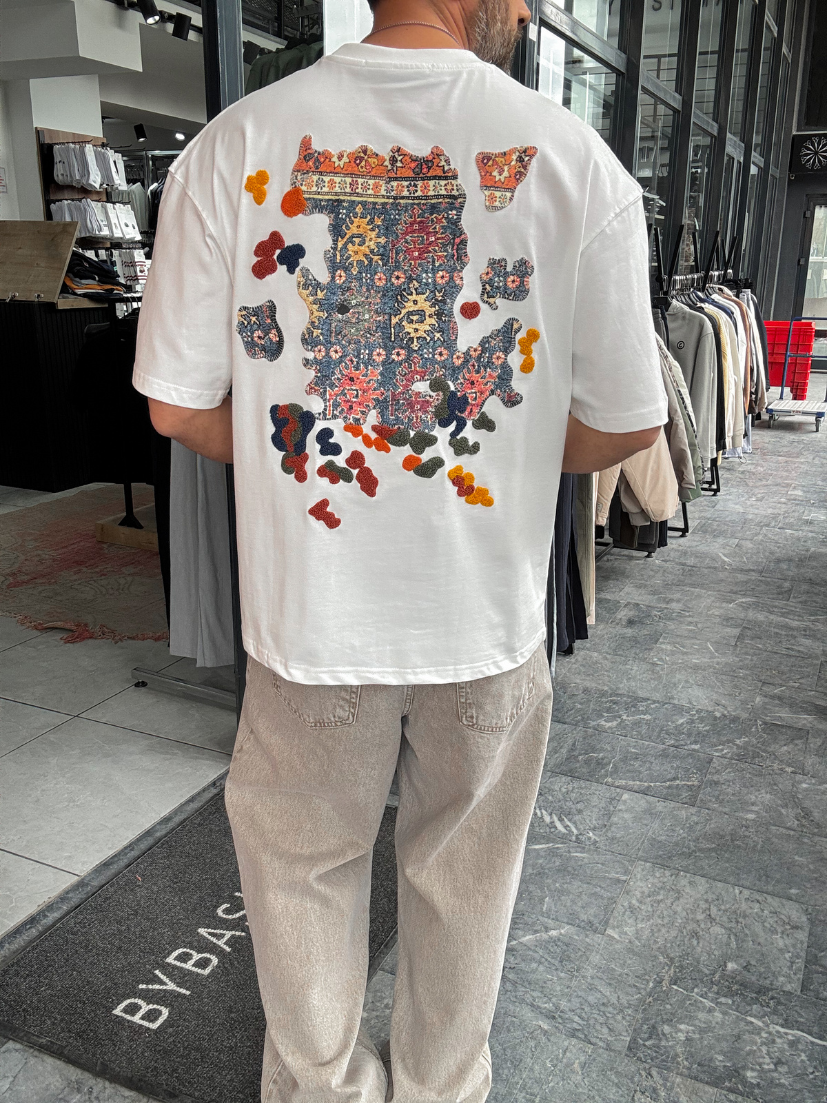 [Copy]Authentic black oversized embroidered T-shirt