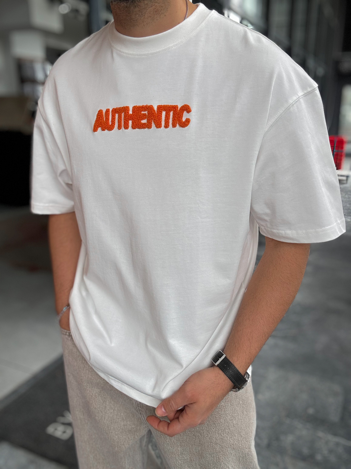 [Copy]Authentic black oversized embroidered T-shirt