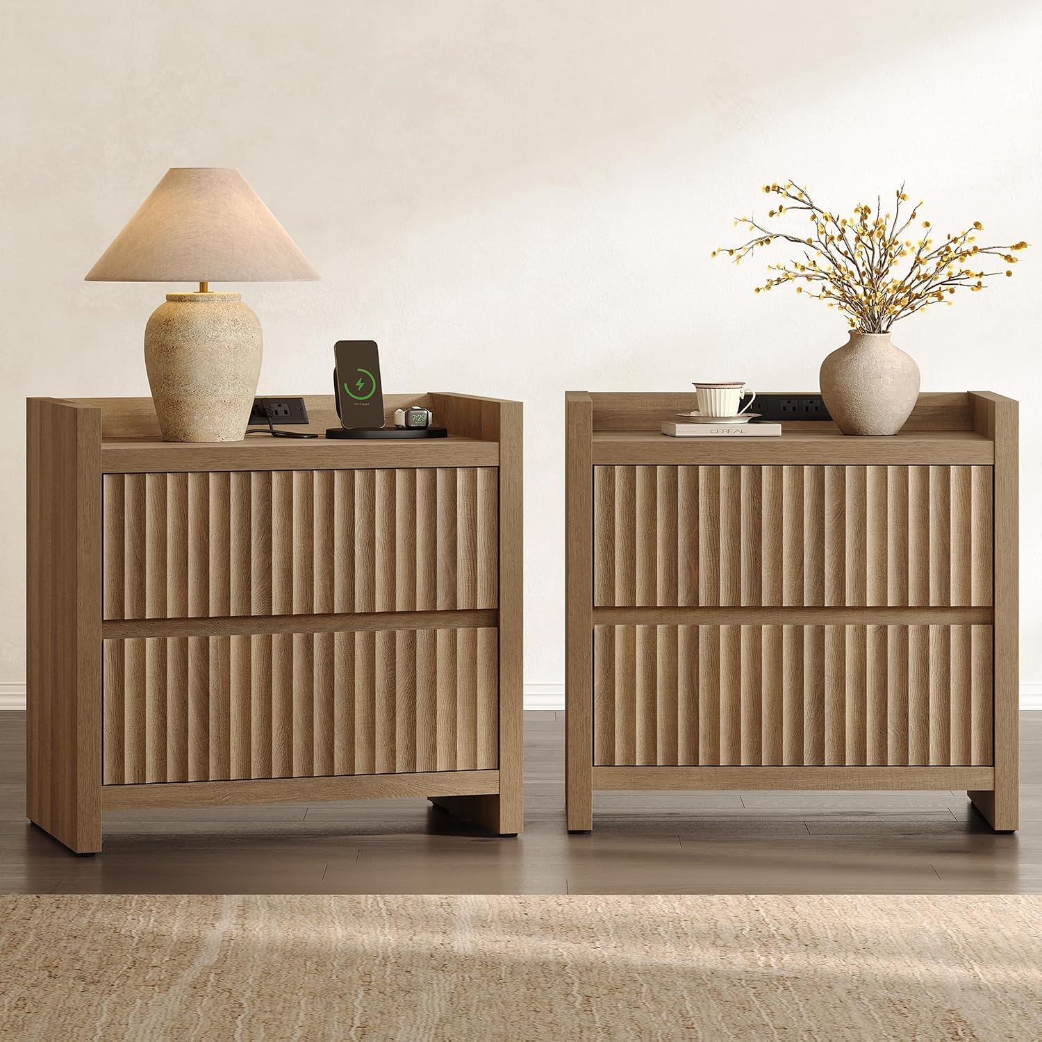 SICOTAS Night Stand Set 2 with Charging Station