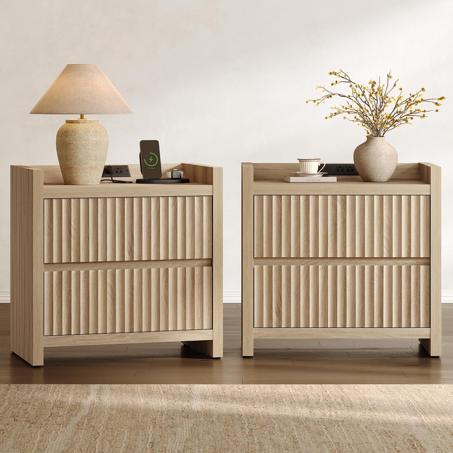 SICOTAS Night Stand Set 2 with Charging Station