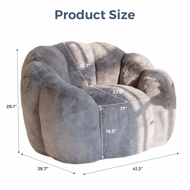 Bean Bag Chair Floral Shape Ultra Soft Faux Fur Petal Back Sofa for Adults Pink
