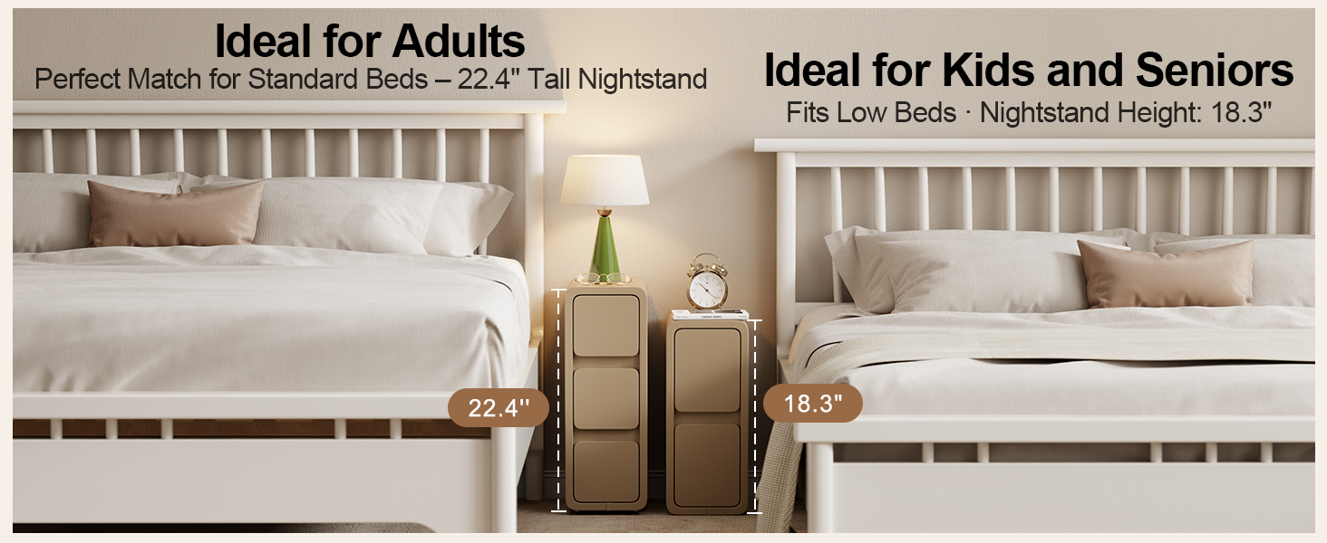 narrow nightstand with drawers