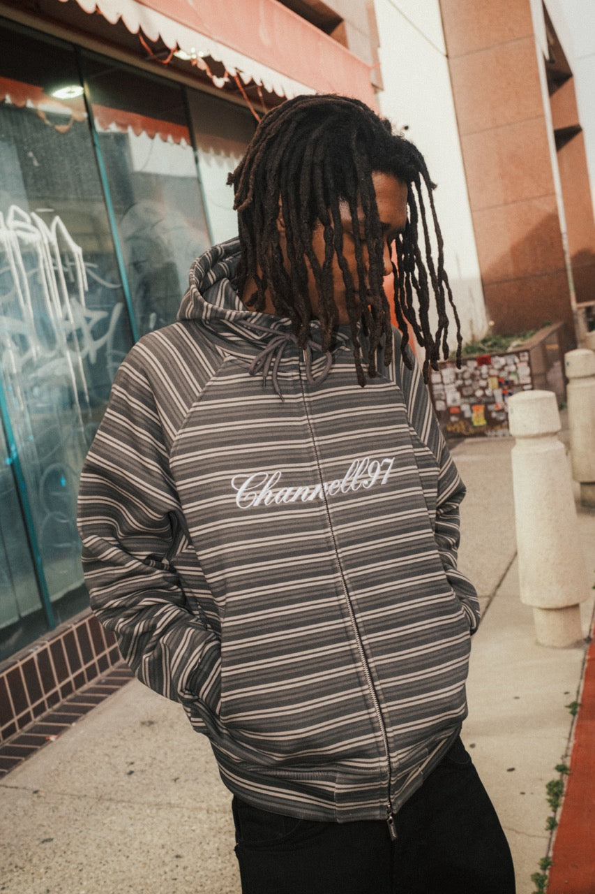 STRIPED HOODIE Gray