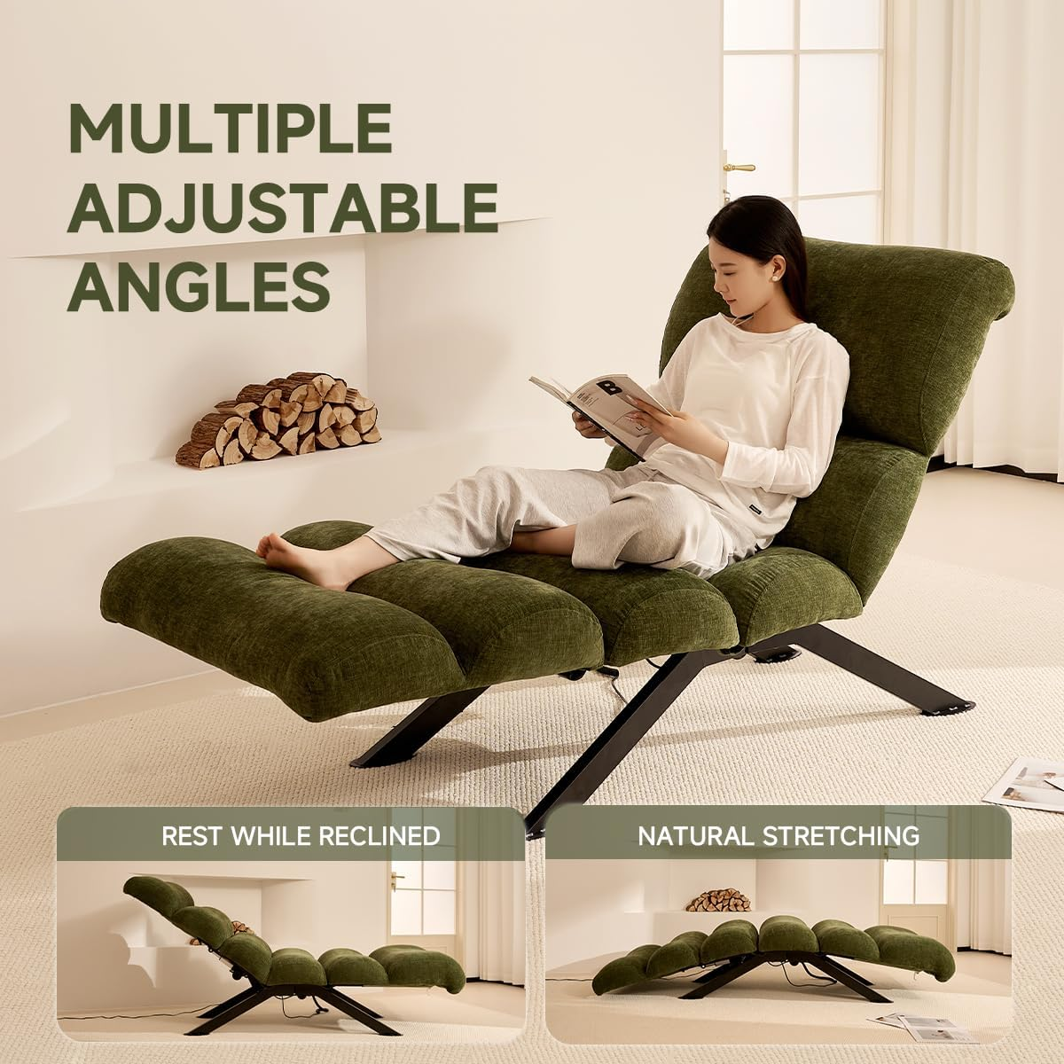 Power Reclining Lounge Chair with Extended Chaise Surface