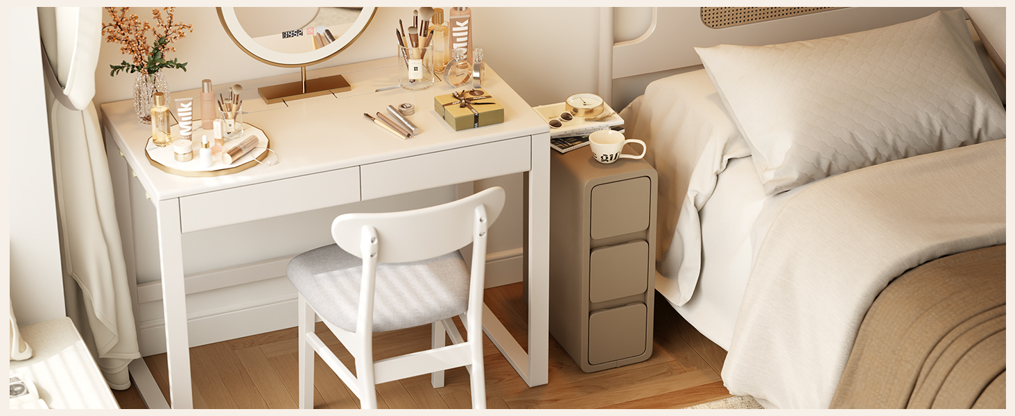 narrow nightstand white