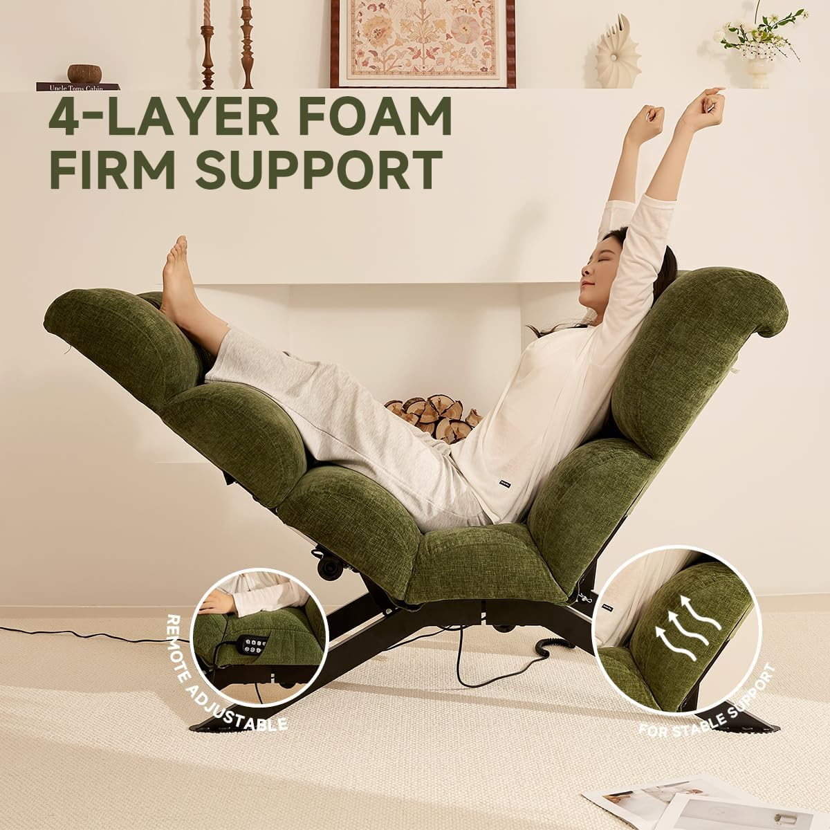 Power Reclining Lounge Chair with Extended Chaise Surface