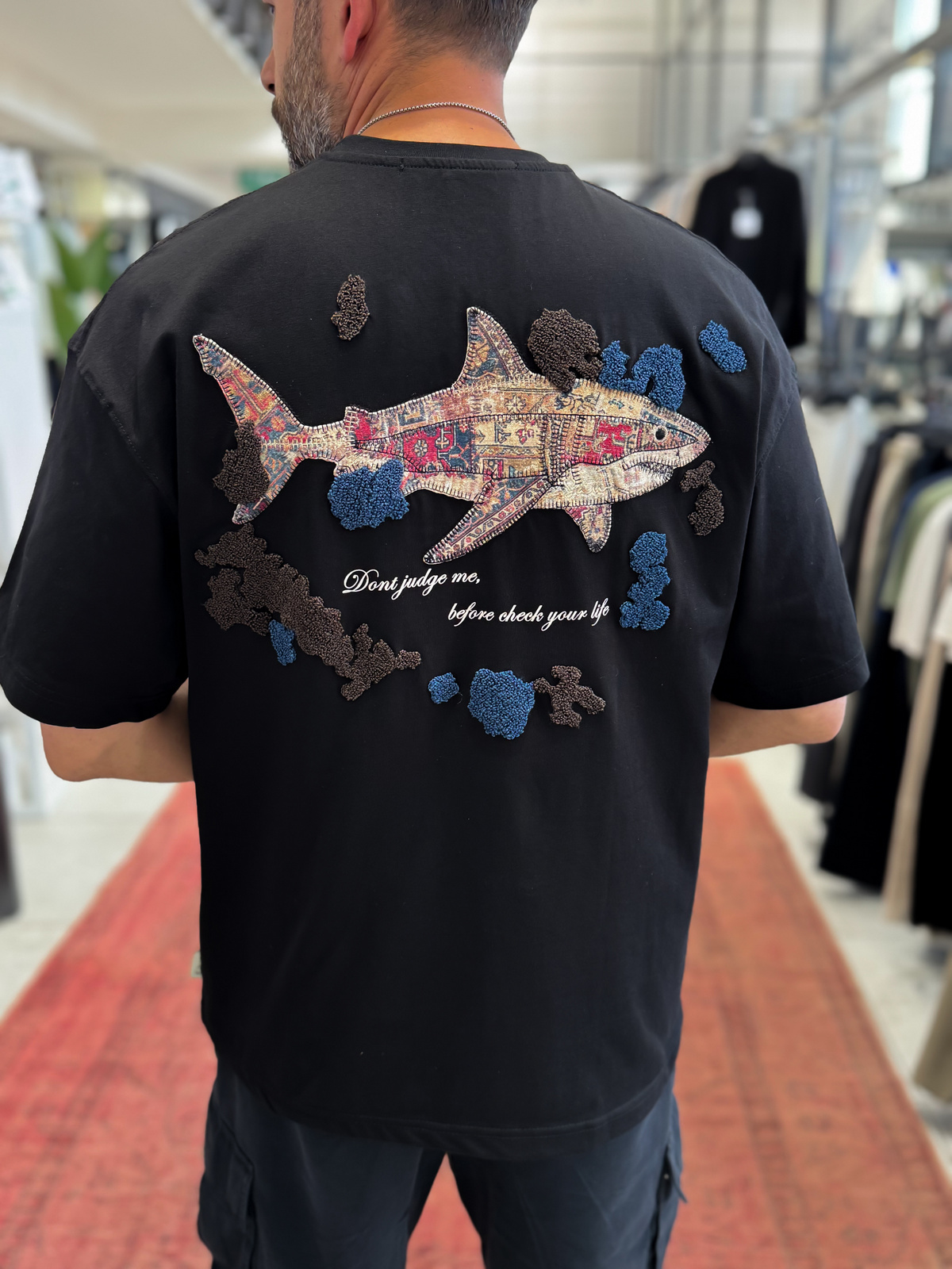 Oversized T-shirt with Black Shark graphic