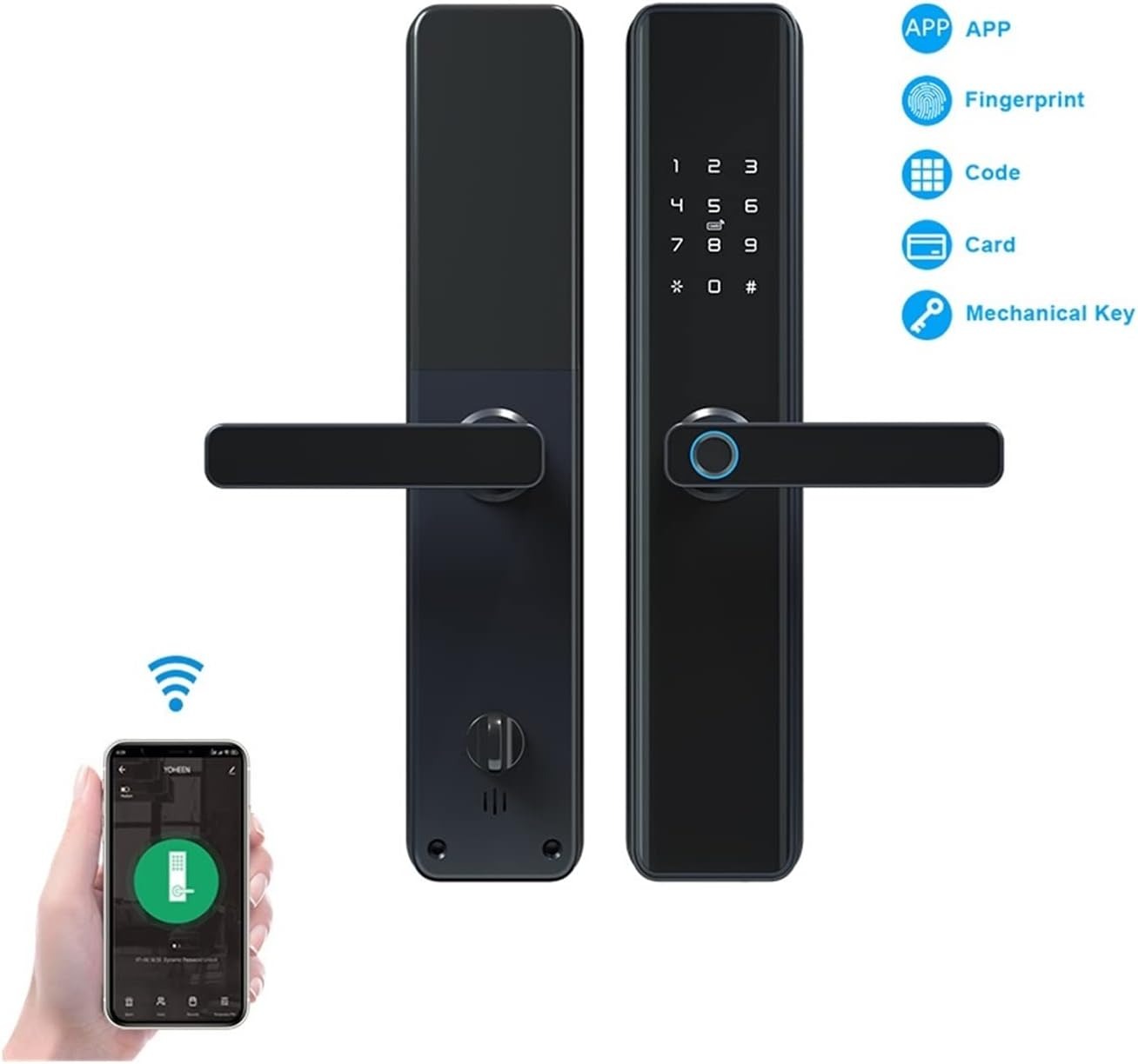 Security Electronic Fingerprint Door Lock Keyless Smart Lock Compatible for WiFi Tuya Smart Life App