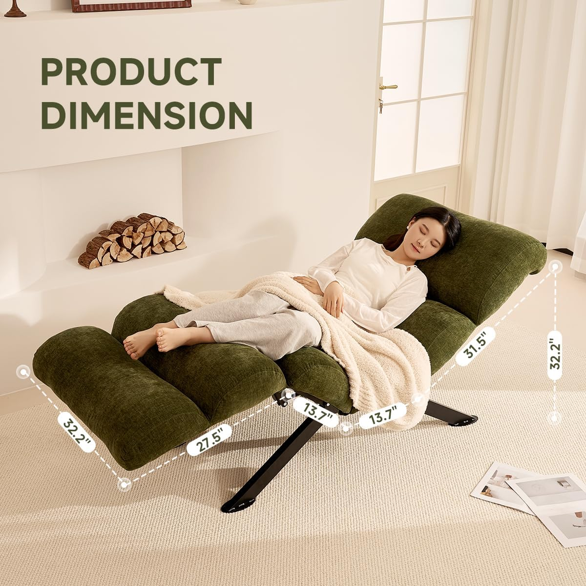 Power Reclining Lounge Chair with Extended Chaise Surface