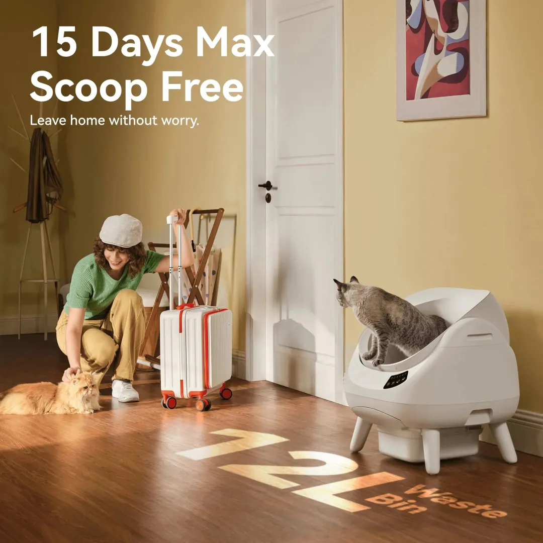 Open-Top Automatic Self-Cleaning Cat Litter Box for Multi-Cat Homes