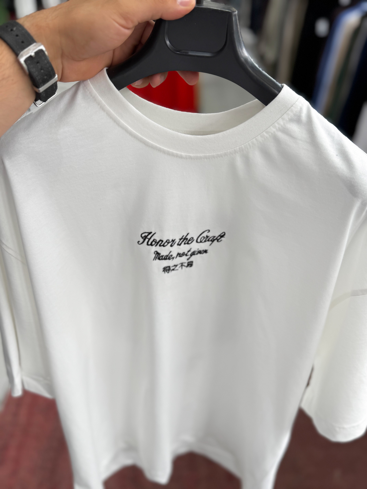 [Copy]Authentic white oversized embroidered T-shirt
