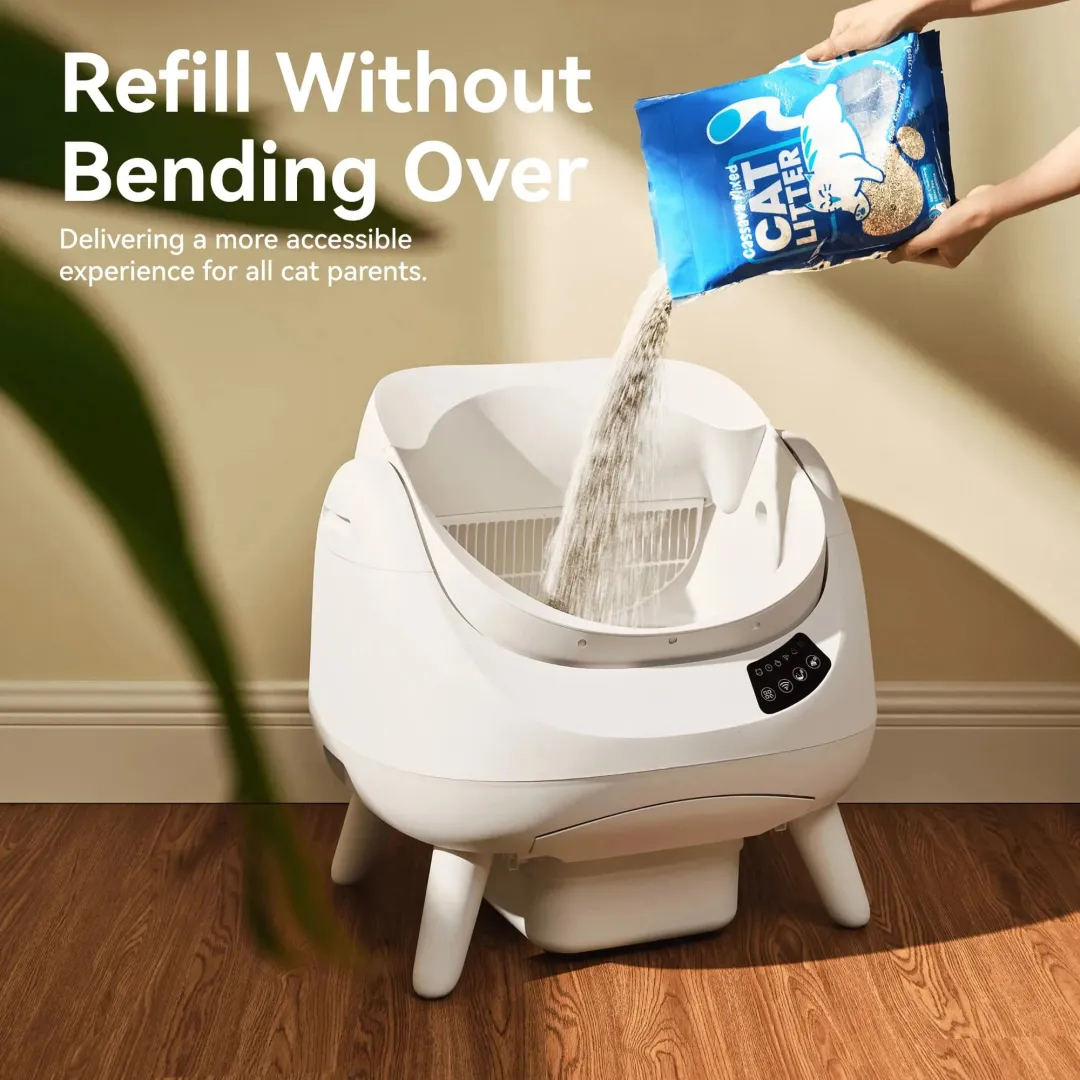 Open-Top Automatic Self-Cleaning Cat Litter Box for Multi-Cat Homes