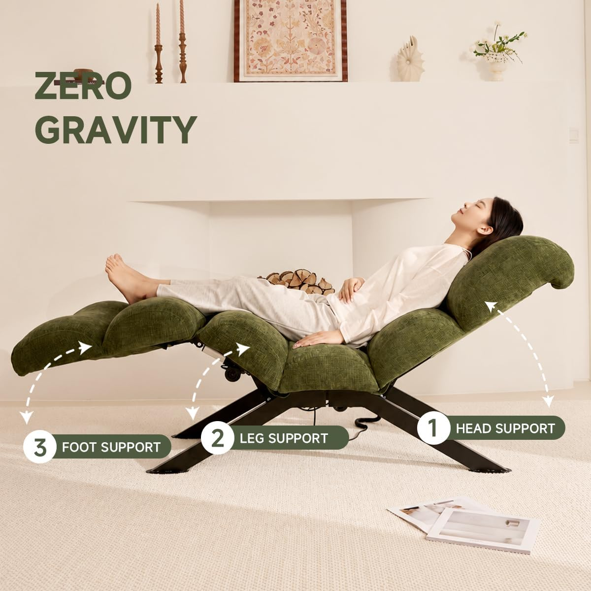 Power Reclining Lounge Chair with Extended Chaise Surface