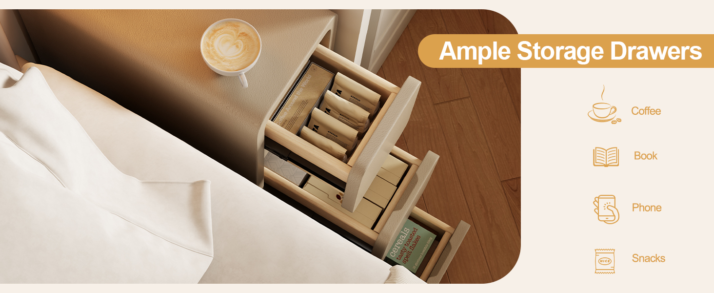 narrow nightstand with drawers